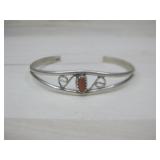 Vtg S.S. SW Coral Cuff Bracelet Hallmarked