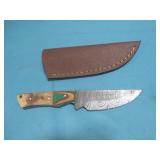 Damascus Fixed Blade Knife W/ Sheath