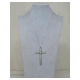 Vtg S.S. N/A R Sandcasted Turq Cross Pendant See