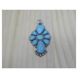 Vtg S.S. SW Turq Pendant Hallmarked 21.25GMS TW