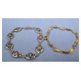 Two Distinct Link Silvertone AbaloneTrifari See;