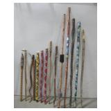 Assorted Decorated Wood Walking Sticks See Info