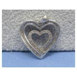 S.S. Double Heart Diamond Baguette Pendant See