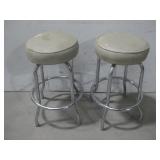 Two Faux Leather Swivel Stools 25.5' Tall See Info