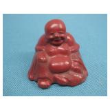 Old Small Carved Cinnabar Buddha Hallmarked China