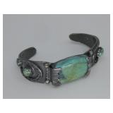 Sterling Silver Picto Marked Turquoise Bracelet