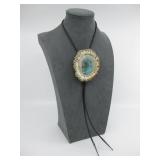 Sterling Silver SW Stag Horn Turquoise Bolo Tie