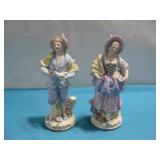 Two Vtg Porcelain 18th Century Style Figurines