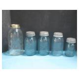Five Vtg Glass Jars See Info