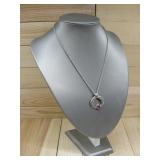 S.S Modernist Pink Gemstone Hallmarked Necklace