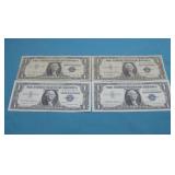 Four $1 Dollar Silver Certificates