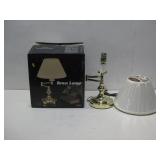 Brass Swing Arm Table Lamp W/ Pleated Shade See