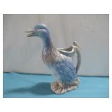 Majolica Duck Pitcher 9'
