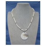 Vtg. Artisan Mother Of Pearl Puka Shell Necklace