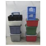 10 Assorted Storage Totes & Plastic Crates