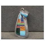 Signed Sterling Silver Native American Pendant See