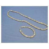 Vtg. Cowrie Seashell Necklace & Bracelet Set