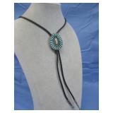 Vtg N/A Sterling Silver Turq. Bolo Tie See Info