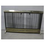 Vintage Brass and Black Mesh Fireplace Screen