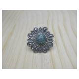 Vtg S.S. N/A #8 Spiderweb Turq. Ring See Info
