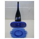 Incanto Blue Glass Bottle, Plate & Dish