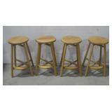 (4) Wooden Barstools W/ Footrest See Info