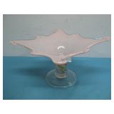 Vtg Hand Blown Italian Murano Glass Pedestal Bowl