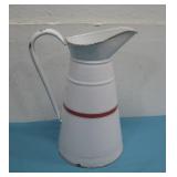Vtg French Enamelware Pitcher 14' See Info