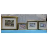 Four Framed Prints Largest 15.5' x 13'