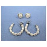 Two Vtg. Honora S.S. Pearl Hallmarked Earrings