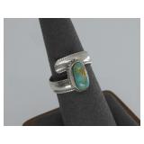 Vtg S.S Tested Wrap Around Turquoise Ring
