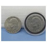 Two 1972 Eisenhower Dollar Coins 40% Silver