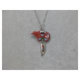Vtg S.S. Zuni Multistone Pendant Necklace See Info