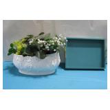 Artificial Flowers W/ Ceramic Planter & Tray See
