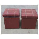 Two Faux Leather Storage Ottomans See Info