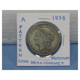 1878 US Pattern Coin Prototype Head Coronet See
