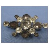 Vintage Rhinestone Brooch Pin 1 7/8'
