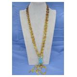 Amber & Turquoise Beaded Necklace