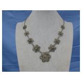 Vtg. Old Filigree Linked Floral Necklace 20'
