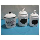 Three Ceramic Canisters Largest 10' Tall