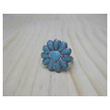 Vtg Sterling Silver Zuni Turq. Ring Hallmarked