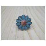 Vtg S.S. Zuni Turq. & Coral Ring Hallmarked