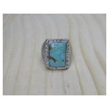 Vtg S.S. N/A Turq. Ring Hallmarked 16GMS TW