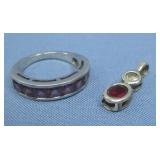 Vtg Sterling Silver Ring & Pendant See Info