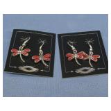 Two Pairs Sw Dragonfly Earrings Mixed Material