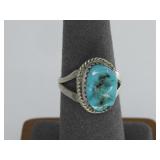 Vtg Sterling Silver Turquoise Ring Hallmarked