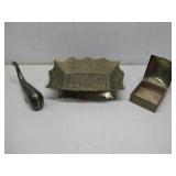 Vtg Brass Whale, Dish & Trinket Box See Info
