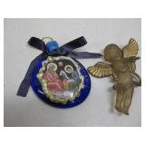 Vtg Bakelite Angel, Glass Ornament