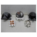 Five Assorted N/A Pottery Turtle Figurines