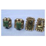 Two Pair Vtg. Mexican S.S Screw Back Earrings